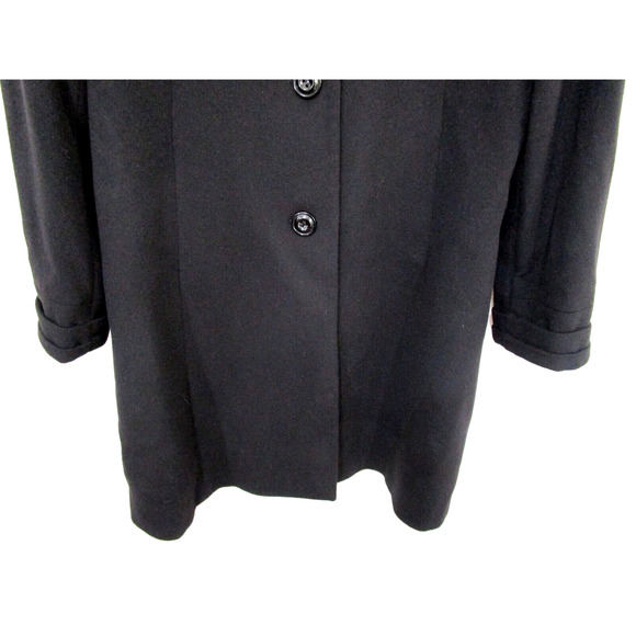 EUC! Katherine Kelly Black 100% Cashmere Button Up Long Coat Women Sz 14 - Picture 3 of 10